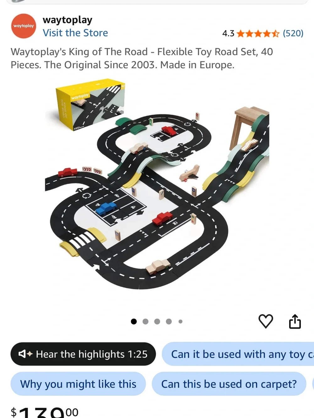 Waytoplay Black Road Play Set - King of the Road 40 pieces